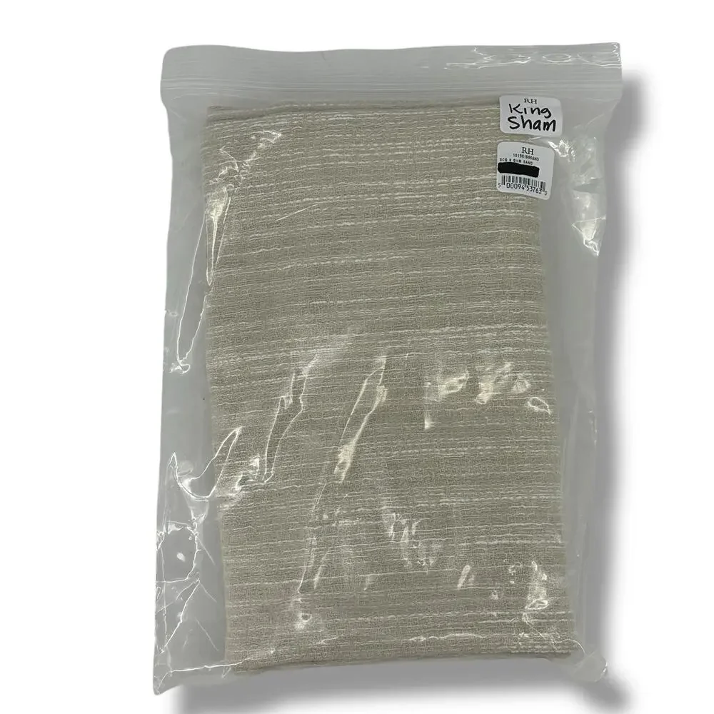 Restoration Hardware Striated Cotton Linen Pillow Sham King Size Sand